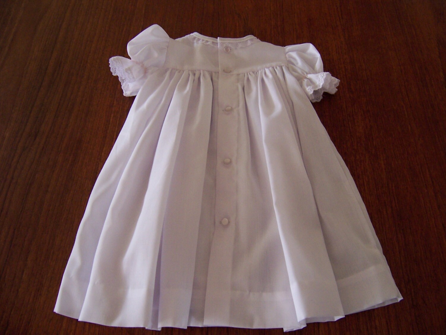 Jacquard Raglan Smocked Tie Neck Yoke Dress