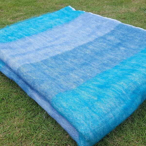Alpaca Blanket 100% Natural Blanket/Throw, Shutter Sky Blue Made in Ecuador