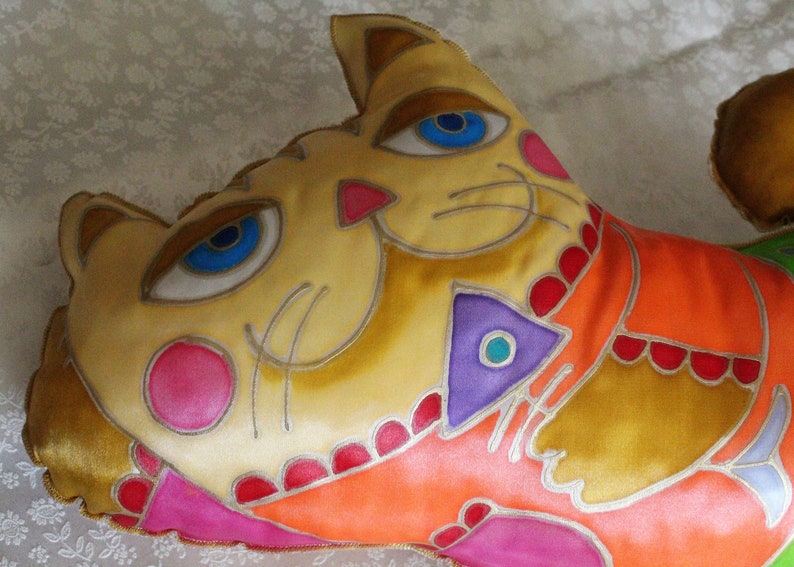pet portrait baby kid room Father/'s Day girl boy gift cushion the cat softie Cat cushion 2010 hand painting cat pillow