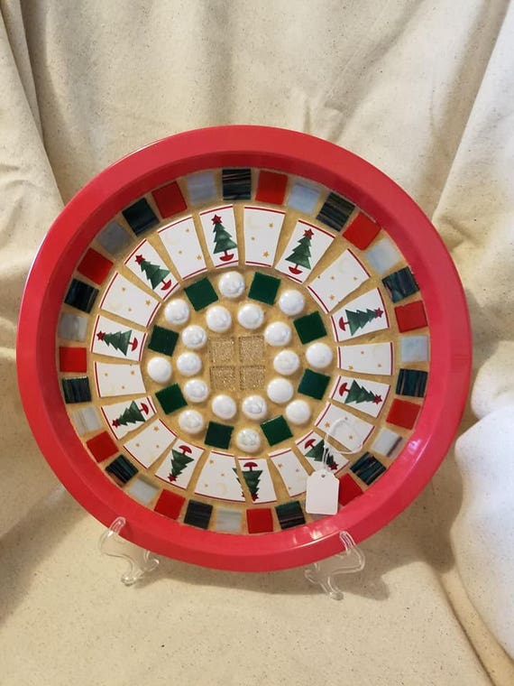 Mosaic Christmas Tree Tray Etsy