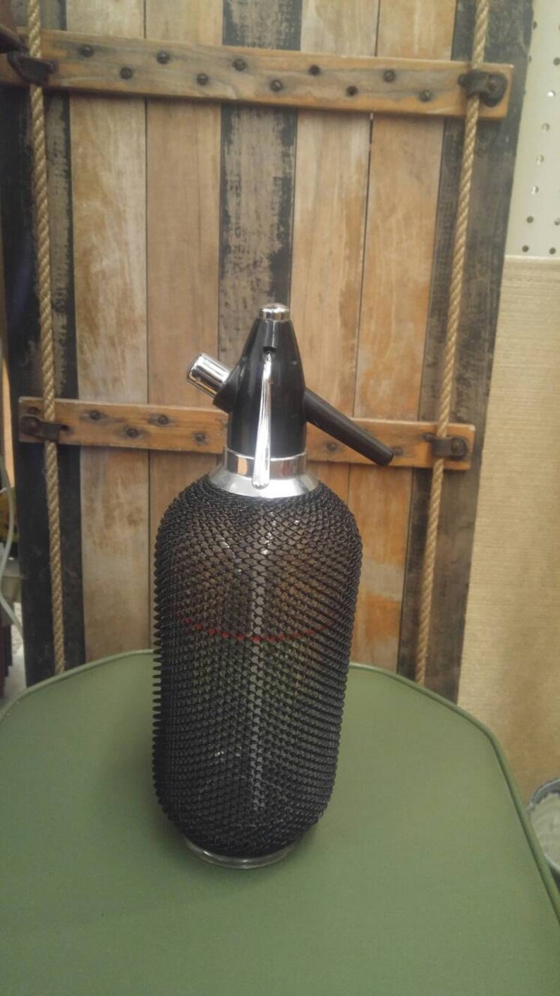 Vintage Glass Bottle Spritzer with Black Metal Mesh Etsy
