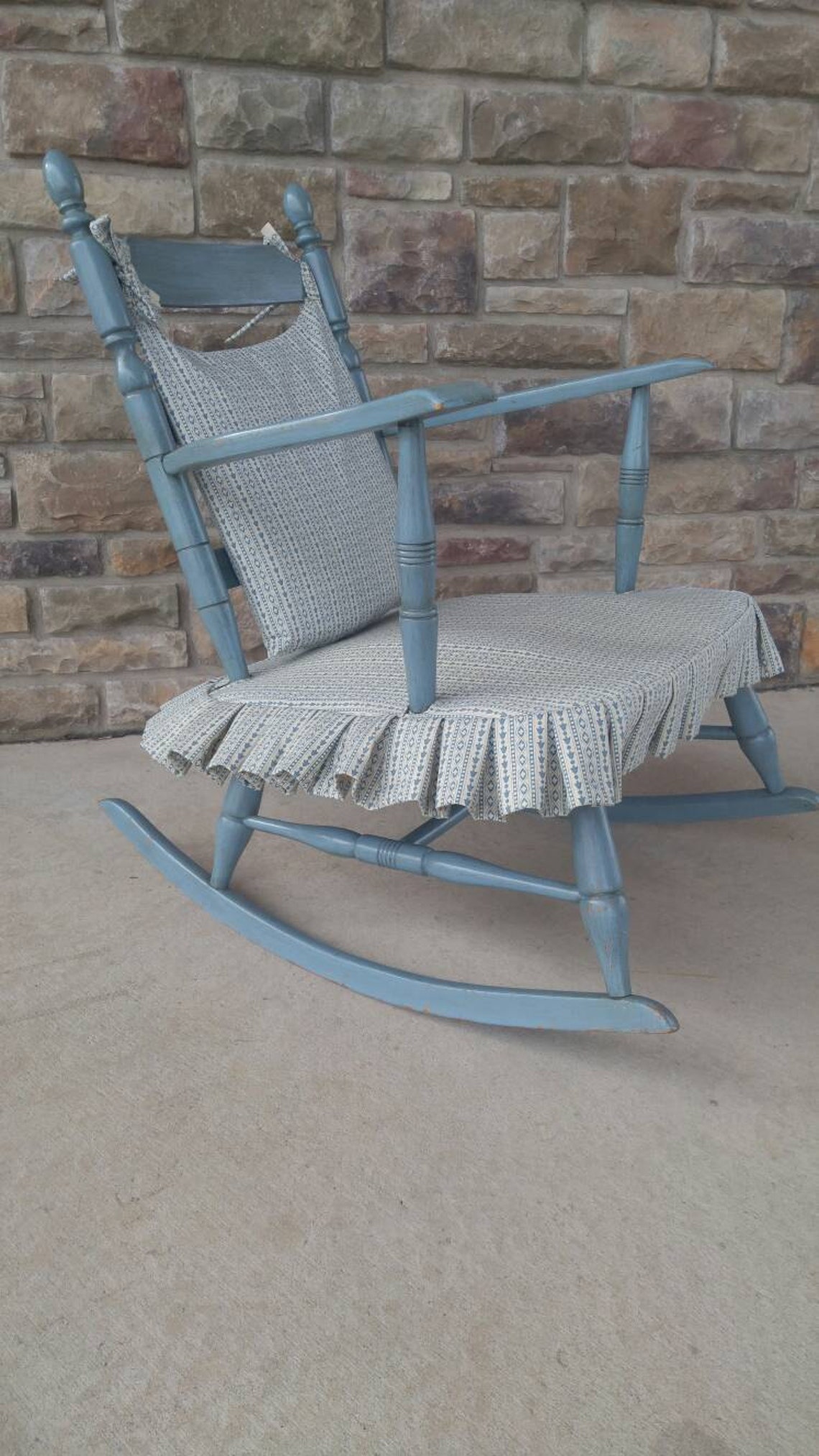 Antique Shaker Ladder Back Rocking Chair With Padding Covered Etsy