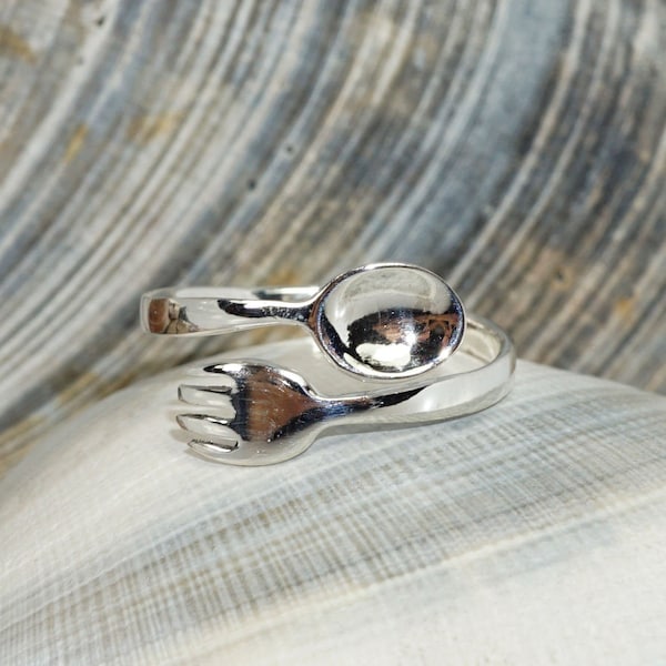 Fork and Spoon Ring Sterling Silver (.925) • Cooking • Chef • Gourmet • Foodie • Food and Wine