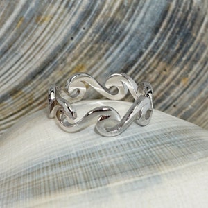 Rolling Wave Ring (.925) Sterling Silver Beach Summer Surfer Ocean Nautical Trendy