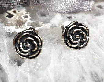 sterling silver 925 rose stud earrings