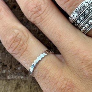 Hexagon Sterling Silver Ring Repeating Stackable Band 925