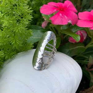 Modern Sterling Silver (.925) Hammered Ring Geometric Statement Cocktail Contemporary