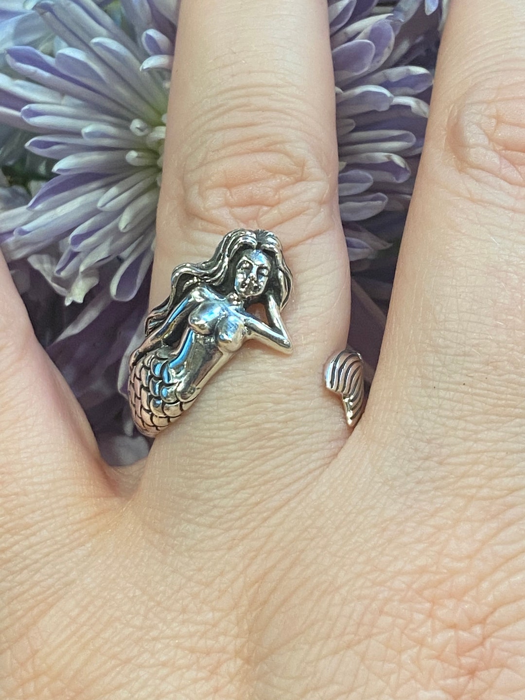 Sterling Silver Mermaid Ring Sea Ocean Fantasy Adjustable 925 - Etsy