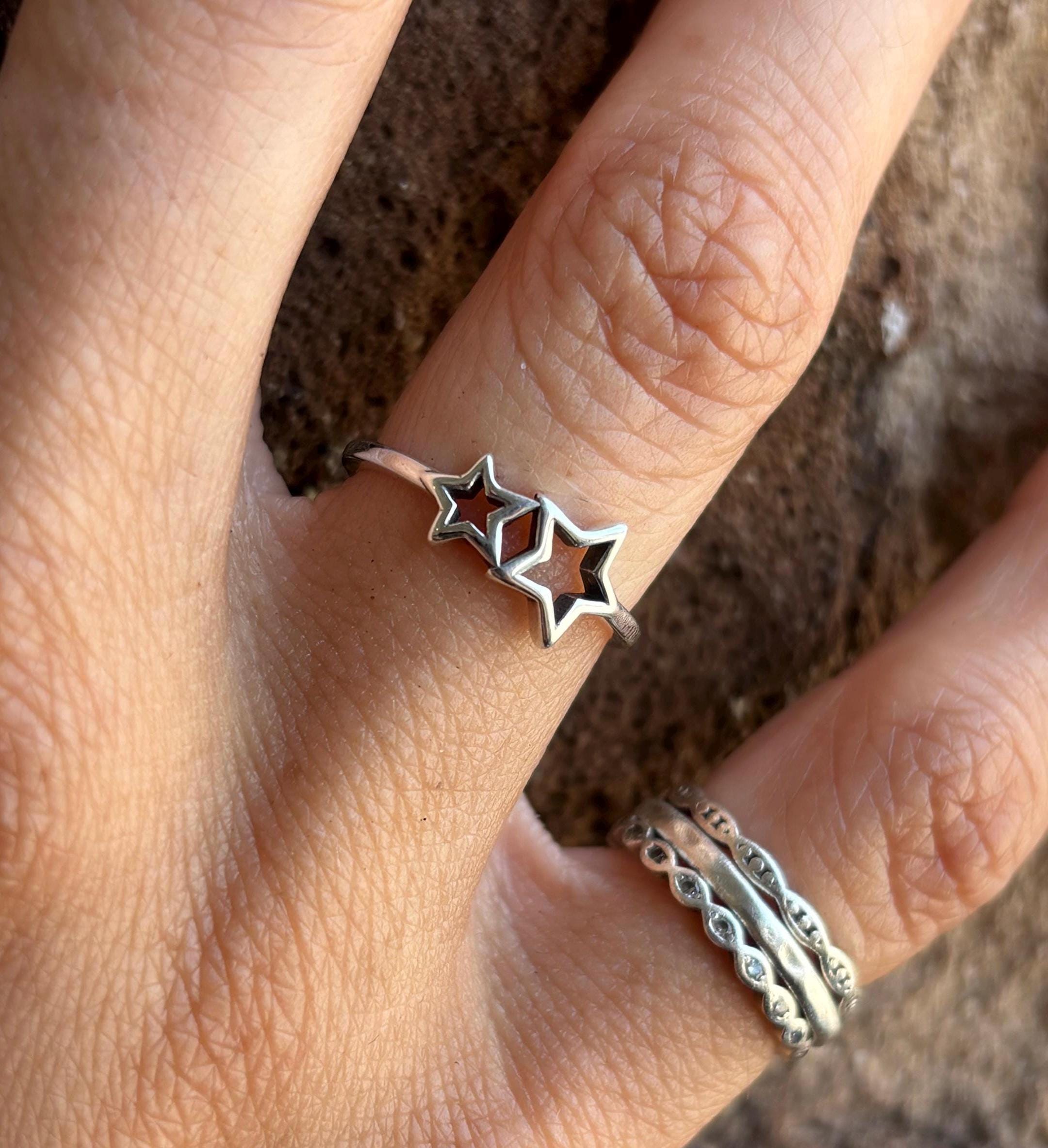 Double Star Ring Sterling Silver Celestial Astronomy Astrology