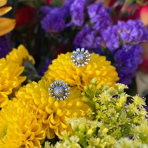 Sterling silver sunflower stud earrings Sunflower Floral Jewelry Ukraine