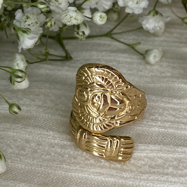 Antique Egyptian Gold Spoon Ring Statement Ring