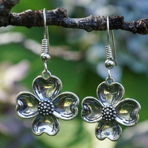 Sterling Silver 925 Dogwood Dangle Earrings North Carolina Virginia South Carolina Historic Charleston Gates