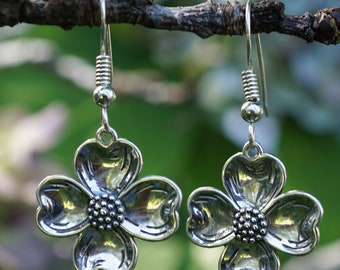 Sterling Silver (.925) Dogwood Dangle Earrings • North Carolina • Virginia • South Carolina • Historic Charleston Gates ~ Exclusive ~