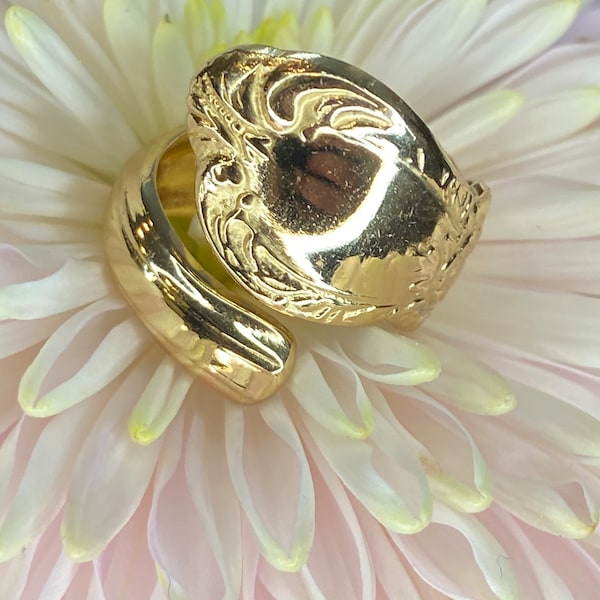 Gold Spoon Ring Statement Ring