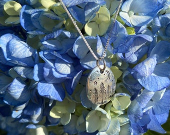 Sterling silver forest pendant