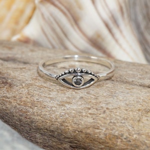 Evil Eye Ring Sterling Silver 925 CZ protection Good Luck Turkish Greek