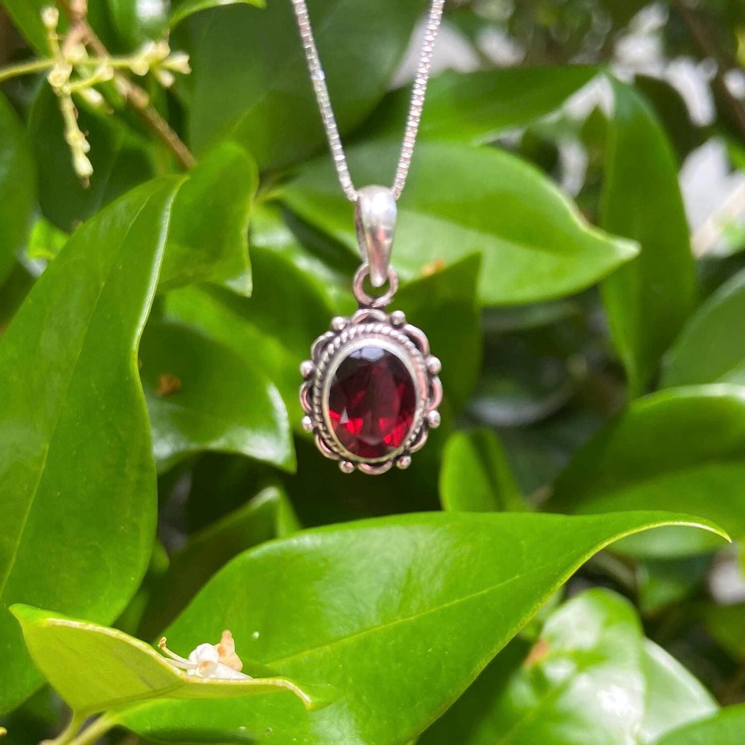 Sterling Silver Pendant With Natural Smoky Quartz, Garnet & Black Spinel - Round Shape