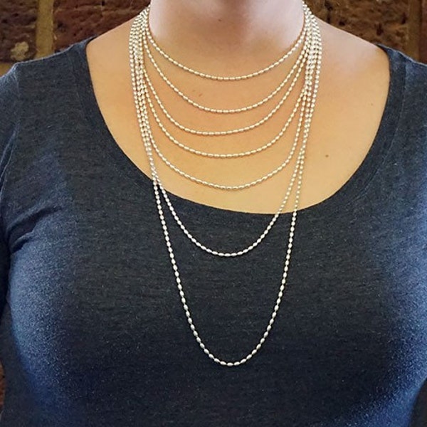 Vintage Sterling Silver Rice Bead Necklace Etsy