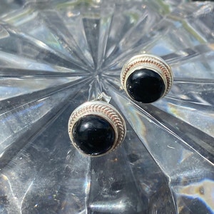 Sterling silver and onyx stud earrings