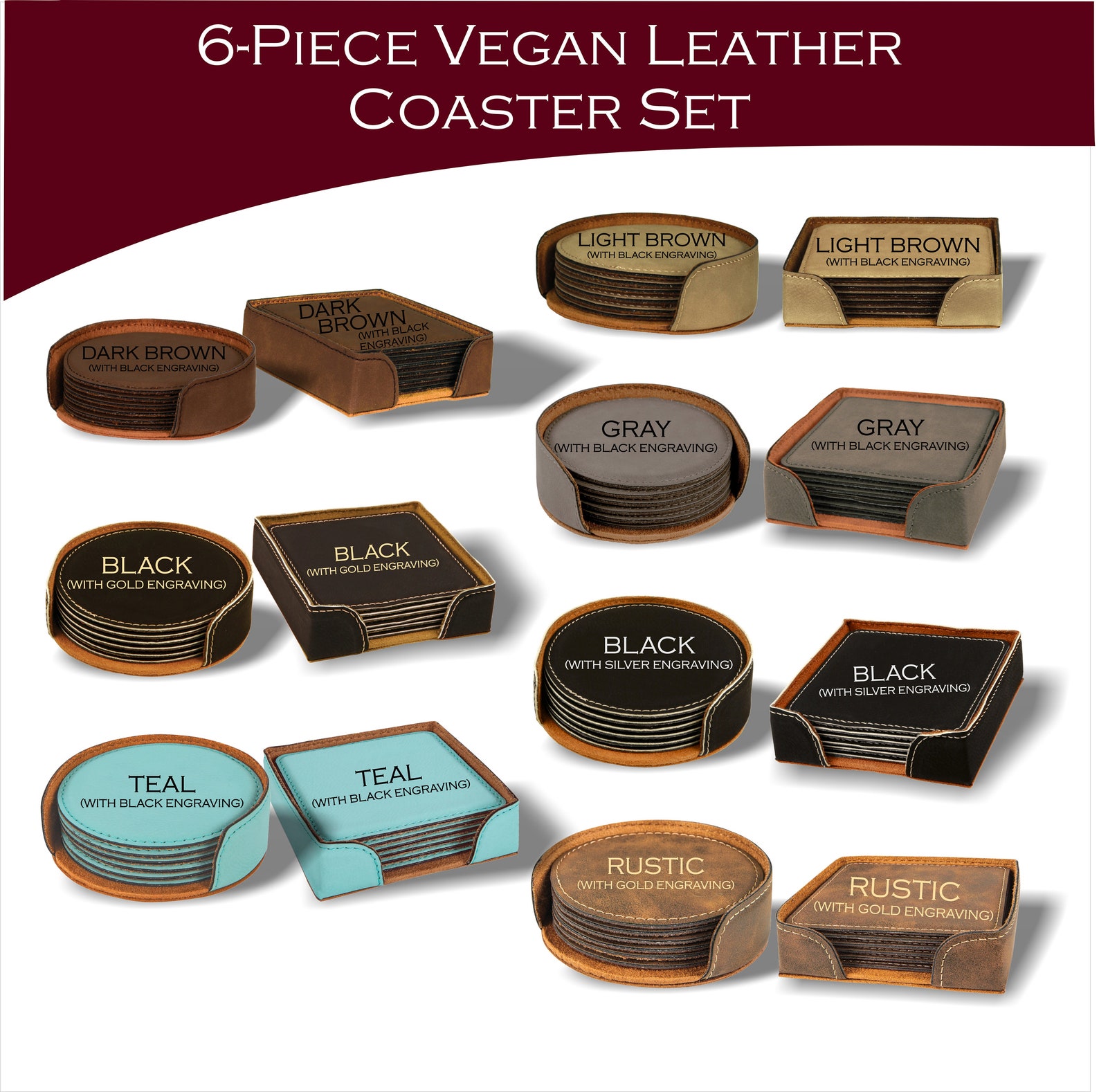 Vegan Leather Coasters Custom Logo Coasters Personalized Etsy