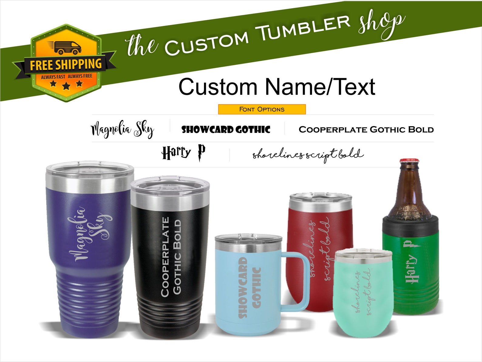 FREE SHIPPING Engraved Tumbler Custom Name Engraved Tumblers Etsy