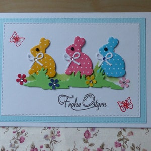Osterkarte.Karte-Ostern,Hasen,