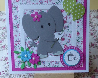 Glückwunschkarte zum Geburtstag,süßen Elefant,