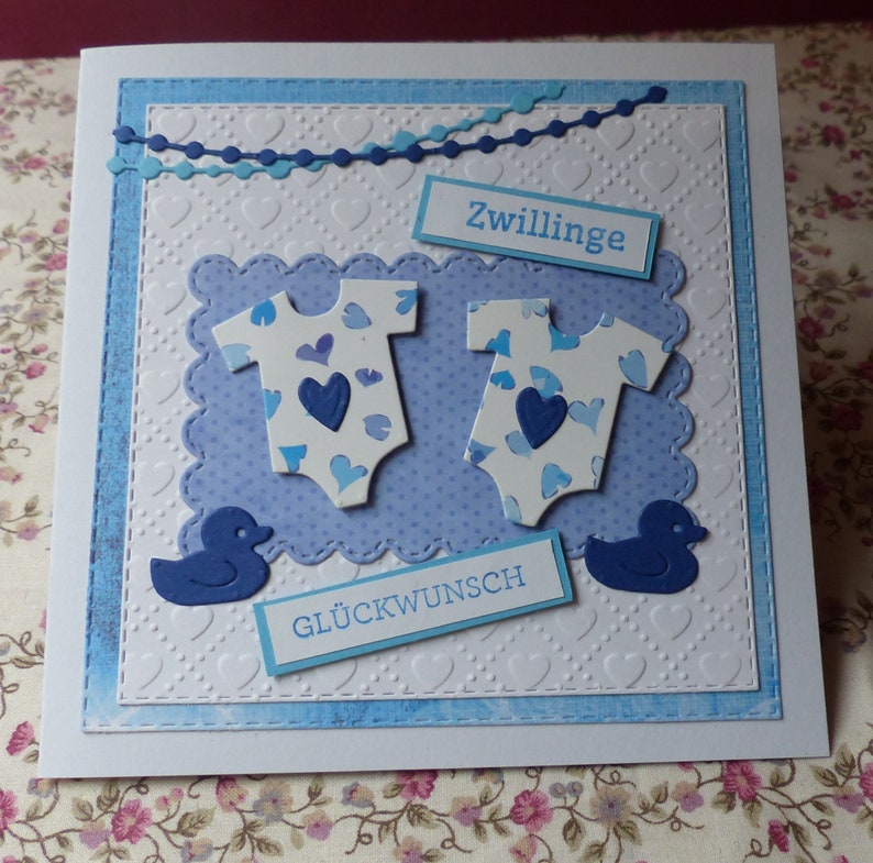 Glückwunschkarte zur Geburt / Zwillinge Etsy