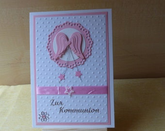 Glückwunschkarte zur Kommunion,Karte Kommunion,Mädchen,