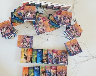 Small set of 7 or 8 stacked Harry Potter Book Ornament, JK Rowling Stacked Book Ornament (Made to order) *See Holiday shipping info below