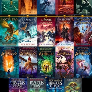 Handmade Percy Jackson Magnet set, Rick Riordan,  Set of 4, 5, or 8 Mini, Small or Jumbo Book Magnets.