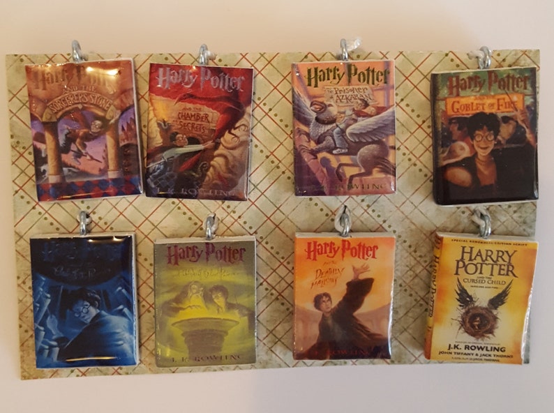 Book Ornaments Set of 7 or 8 small or jumbo size Handmade Harry Potter Ornament Set J.K Rowling Book Ornaments Made to order.