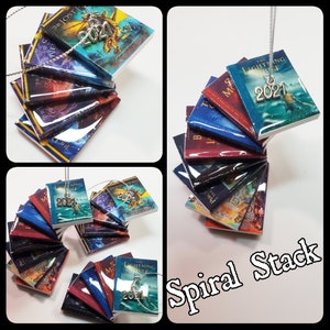 Handmade Set of 5 or 8 Percy Jackson, 5 Heroes of Olympus, 5 Trials of Apollo or 4 Magnus Chase Stacked Book Ornament.**SEE HOLIDAY INFO