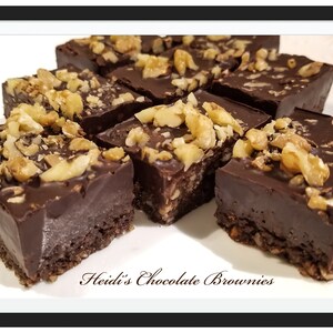 Keto Raw Chocolate Walnut Brownies , Vegan, Paleo, Non-GMO, Low-Car, Grain-Free, Diabetic-Friendly 4 Squares image 1