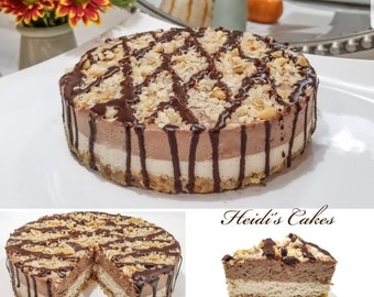 Keto Mocha Coffee Hazelnut Cheesecake (Raw, Vegan, Paleo, Non-GMO, Low-Carb, Gluten-Free, Grain-Free, Dairy-Free, Keto-Friendly) - 9" Cake