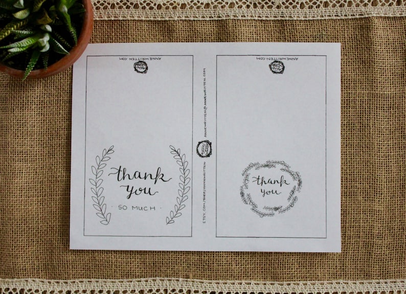 Paper 2 Count Horizontal Handwritten Thank You Cards Printable Color Me Yourself Paper Party Supplies