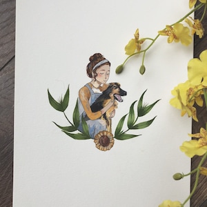 Hand painted gouache pet portrait 8in x 10in custom pet portrait