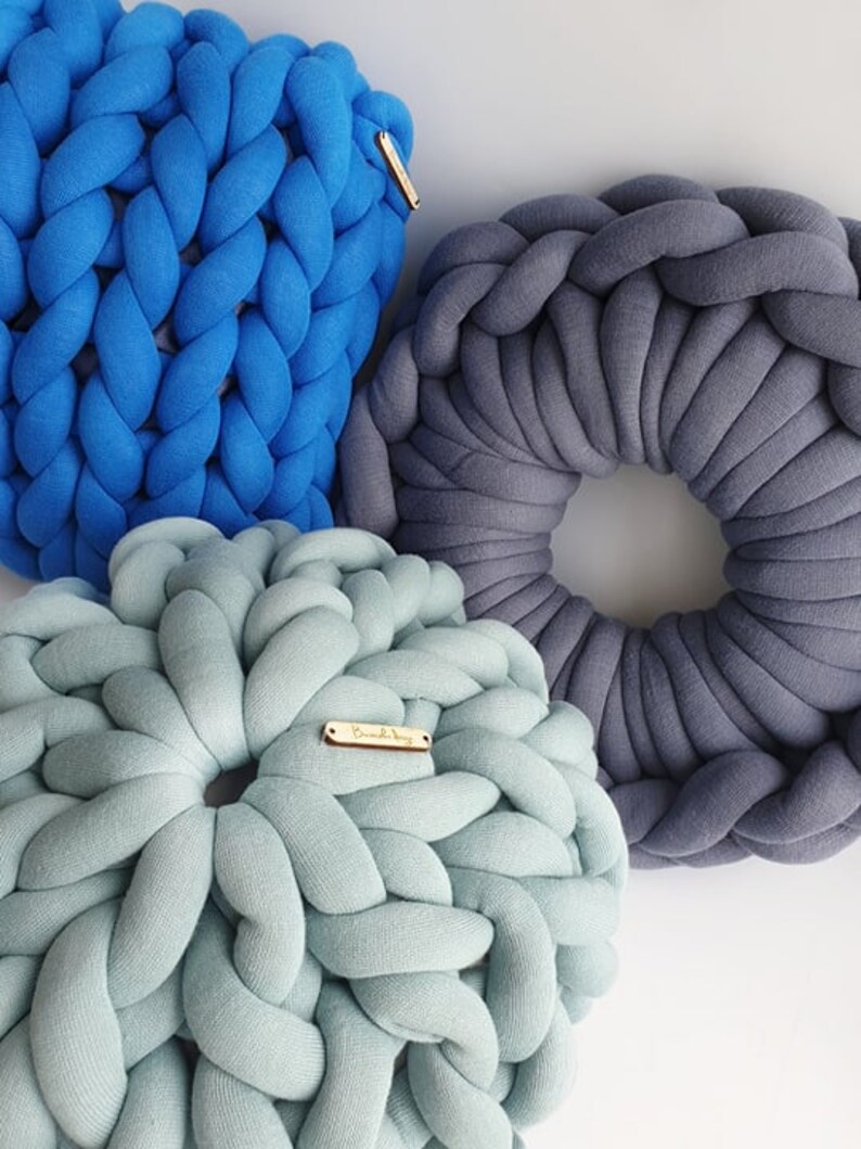 Chunky COTTON Pillow Chunky Pillow Big Cotton Tube Yarn Etsy