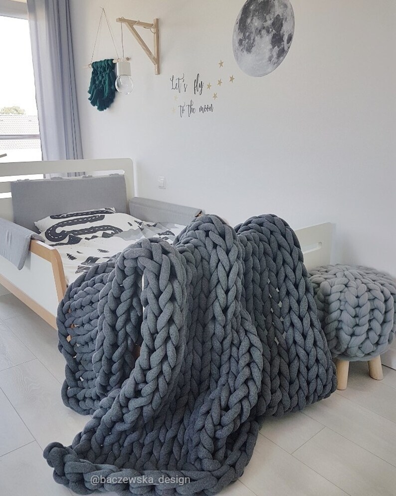 CHUNKY arm knit BLANKET Chunky VEGAN blanket Hand knitted Etsy