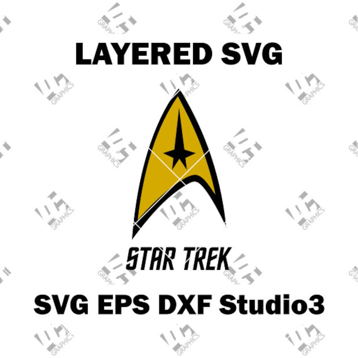Star Trek Logo Cutting File In Svg Eps Dxf And Studio Etsy