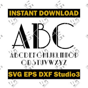 Art Deco Monogram lettertype - Cutting bestand in SVG, EPS, DXF en Studio3 - Cricut, Silhouette Cameo Studio - maken de Cut - Instant Download