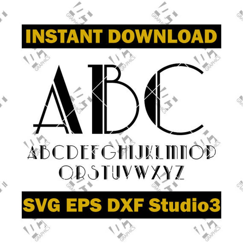Download Art Deco Monogram Font Cutting File in SVG EPS DXF and | Etsy