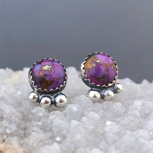 Sterling Purple Turquoise Post Earrings - Purple Turquoise Post - Purple Turquoise Earrings - Silver Purple Turquoise Earrings -Post earring