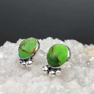 Sterling Green Turquoise Post Earrings - Green Turquoise Post - Green Turquoise Earrings - Silver Green Turquoise Earrings - Post earring