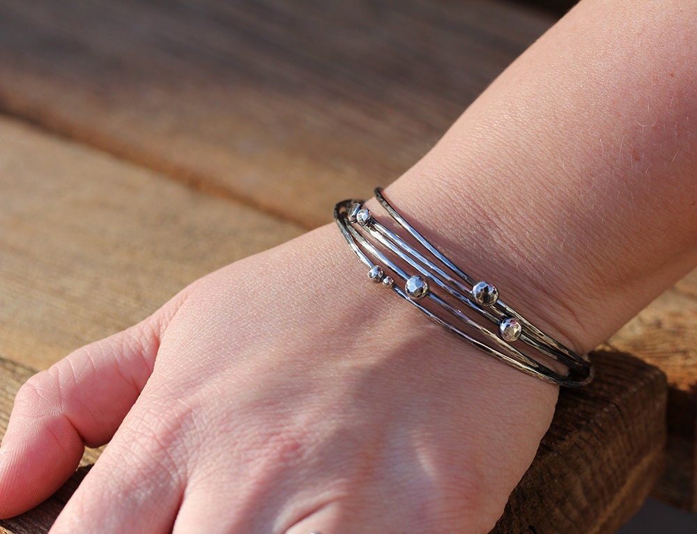 アクセサリー silver 925 simple design bangle 10 Set Of Silver Simple Bangles Solid 925 Silver Handmade