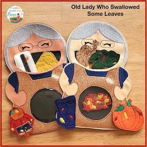 Old Lady Who Swallowed Some Leaves puppets for music Education preschool Kindergarten for teacher grandparent child mom dad