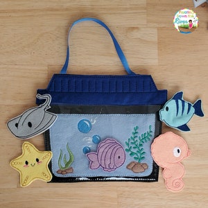 Fish Finger puppets 1 2 3 4 5 with aquarium bag for music Education preschool Kindergarten for teacher grandparent child mom dad