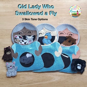 Old Lady Who Swallowed a Fly puppets for music Education preschool Kindergarten for teacher grandparent child mom dad