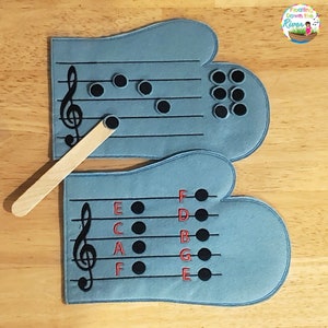 Music Notation Mitt for music education note reading music classrooms