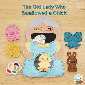 Old Lady Who Swallowed a Chick puppets for music Education preschool Kindergarten for teacher grandparent child mom dad